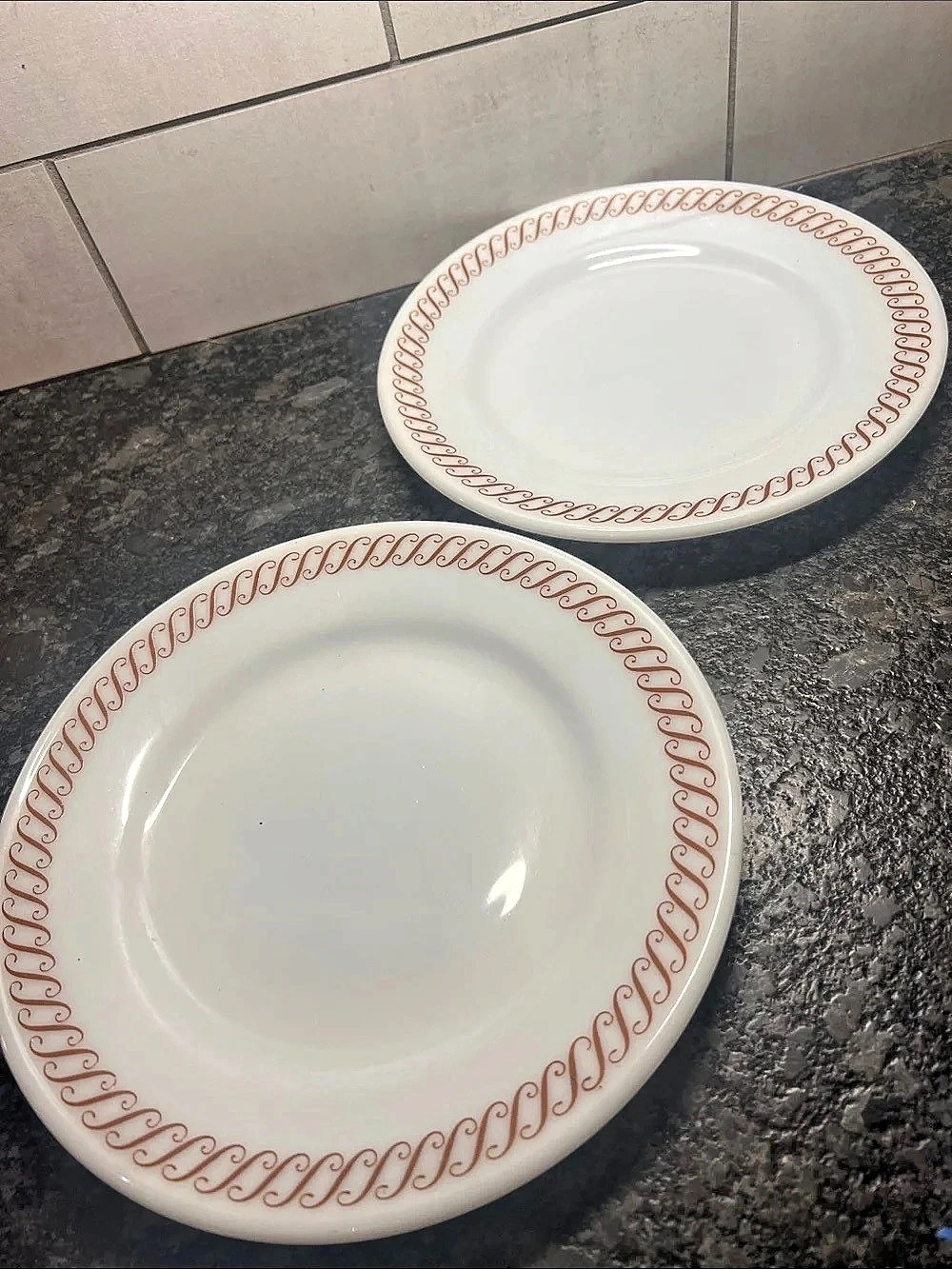 Pyrex Tableware Ruby Scroll Dinner Plate Plates White & Pink